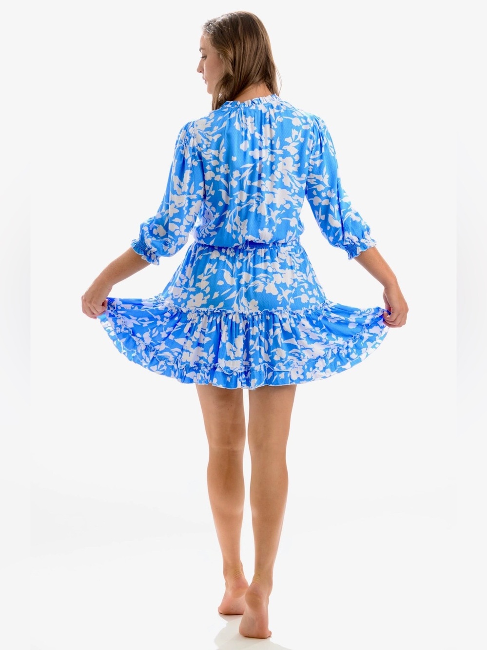Walker & Wade Ibiza Dress Size XL Cornflour Blue Mini Coastal Luxury NEW
